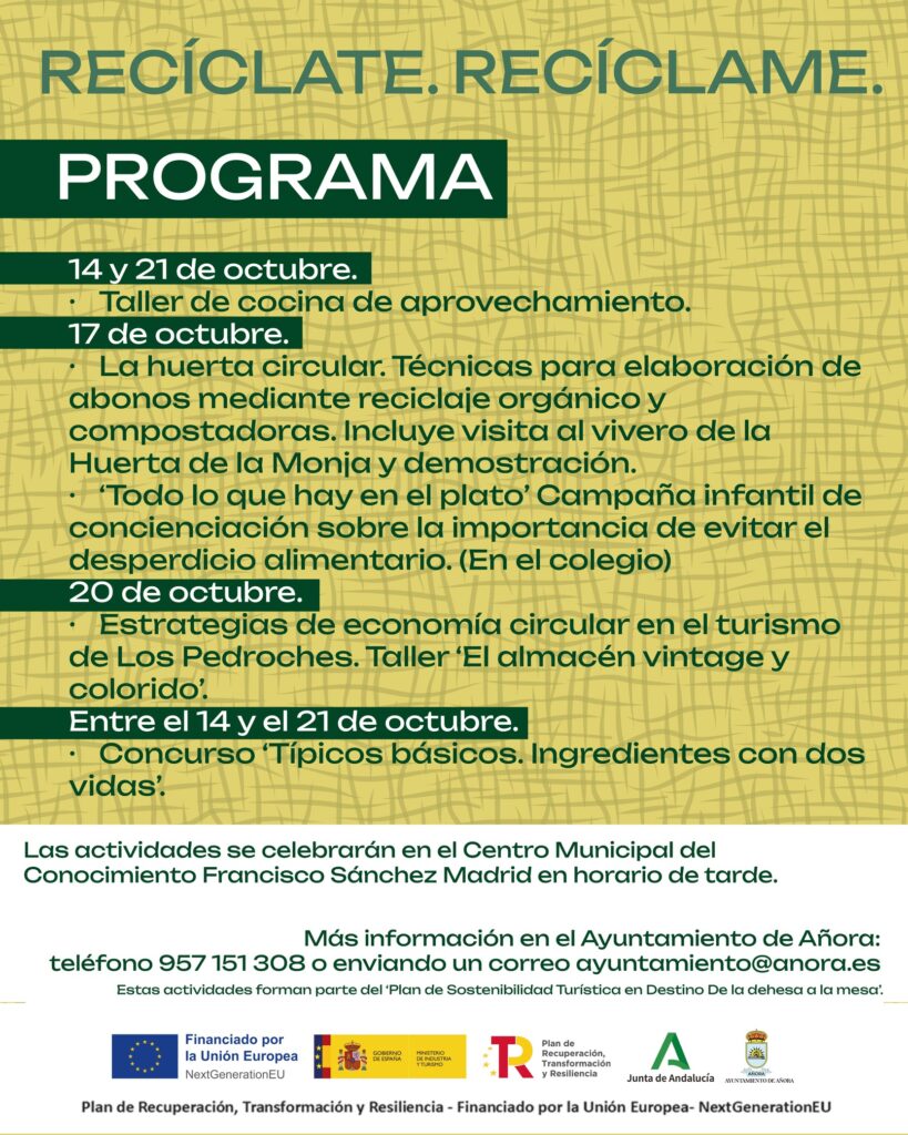 El Ayuntamiento de Añora organiza ‘Recíclate, recíclame’ para concienciar sobre la economía circular