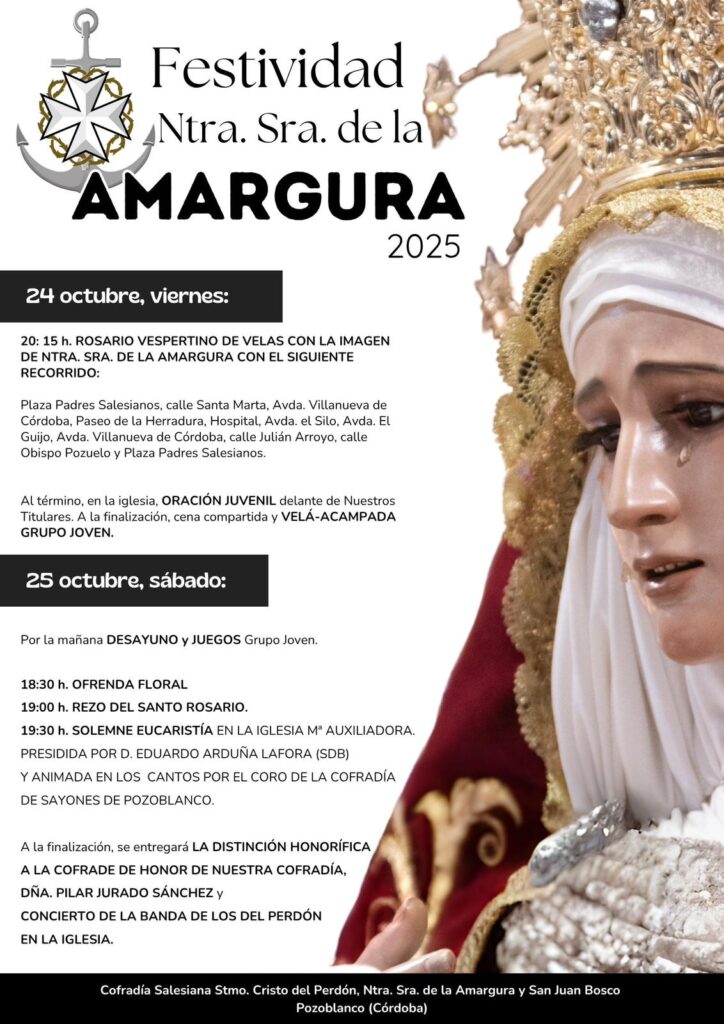 La Virgen de la Amargura visitará este año el Hospital Valle de Los Pedroches de Pozoblanco