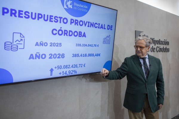 El Presupuesto de la Diputación para 2026 crece un 14,92 % y alcanza una cifra histórica superando los 385 millones de euros